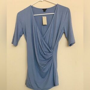 Ann Taylor blue -Wrap Ruched Blouse - Sz S
